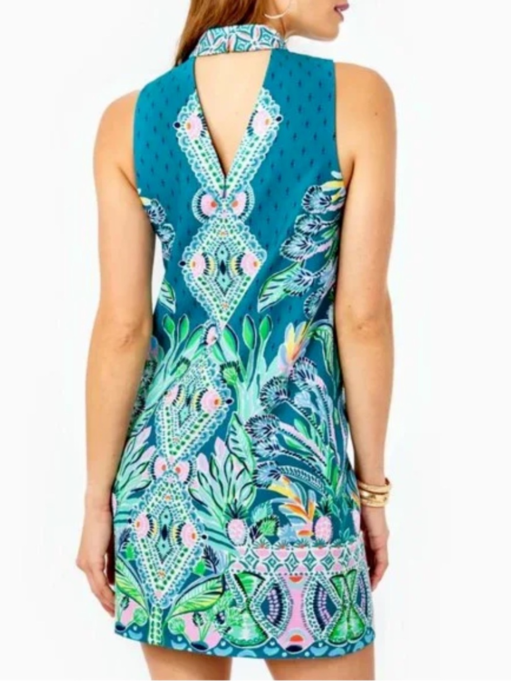 Lilly Pulitzer Brandi Shift Dress Valencia Teal Rain Florist Women's Size 8 - Picture 2 of 10